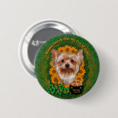 St Patricks - Pot Gold - Yorkshire Terrier Ronde Button 5,7 Cm (Voorkant /achterkant)