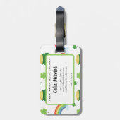St. Patrick's Pot Met Goud Regenboog Lucky Shamroc Bagagelabel (Achterkant verticaal)