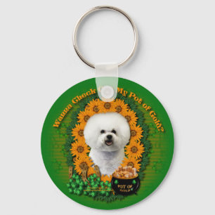 St Patricks - Pot of Gold - Bichon Frise Sleutelhanger