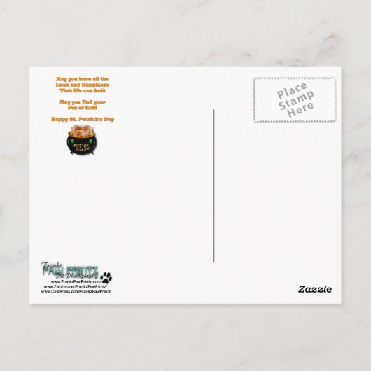 St Patricks - Pot of Gold - Boston Terrier Briefkaart (Achterkant)