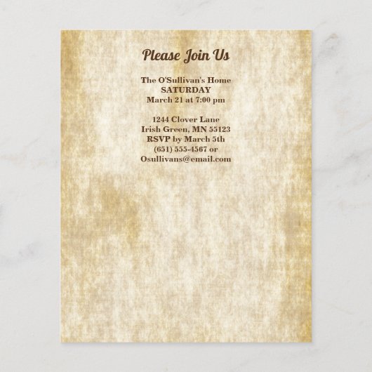 St Patrick's Pot of Gold Boy Leprechaun Uitnodigin Flyer (Achterkant)