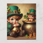 St Patrick's Pot of Gold Boy Leprechaun Uitnodigin Flyer (Voorkant)