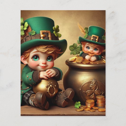 St Patrick's Pot of Gold Boy Leprechaun Uitnodigin Flyer (Voorkant)