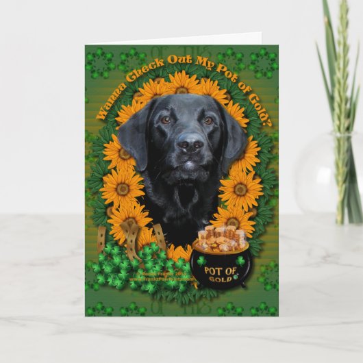 St Patricks - Pot of Gold - Labrador - Zwart - Gag Kaart (Voorkant)