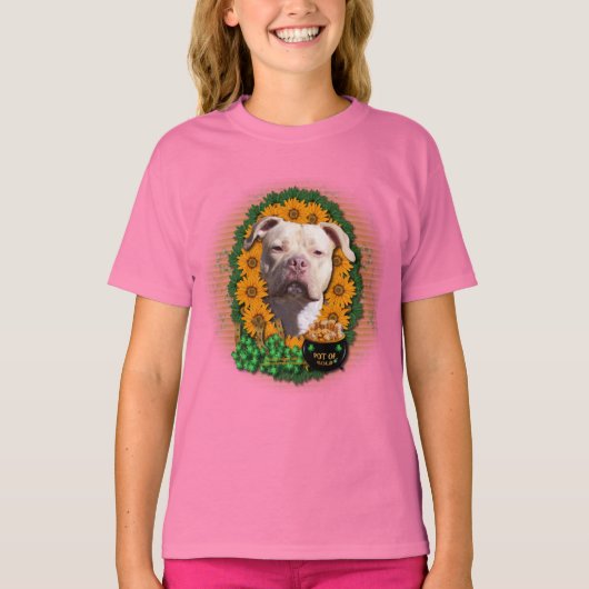 St Patricks - Pot of Gold - Pitbull - Jersey Girl T-shirt (Voorkant)