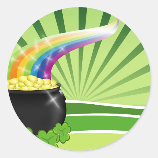 St.Patrick's Pot of Gold Ronde Sticker (Voorkant)
