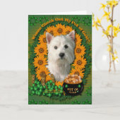 St Patricks - Pot van Goud - het Hoogland Terrier Kaart (Gele Bloem)