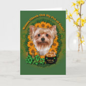 St Patricks - Pot van Goud - Yorkshire Terrier Kaart (Gele Bloem)