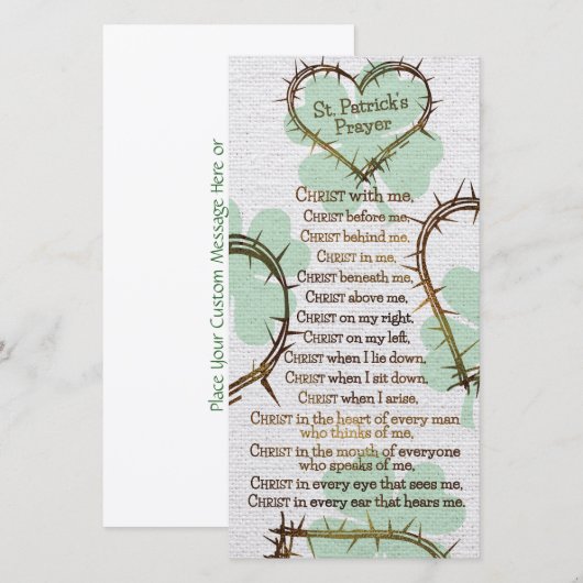 ST. PATRICK'S PRAYER Aangepast religieus Bladwijze (Voorkant / Achterkant)