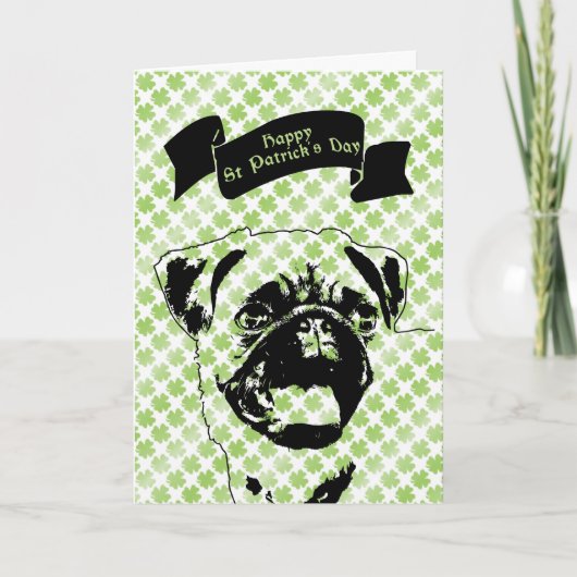 St Patricks - Pug Silhouette Kaart (Voorkant)