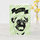 St Patricks - Pug Silhouette Kaart (Gele Bloem)