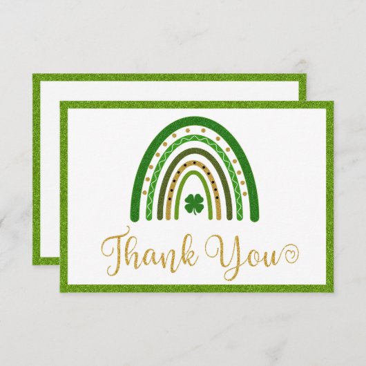 St. Patrick's Rainbow Baby shower Bedankkaart (Voorkant / Achterkant)