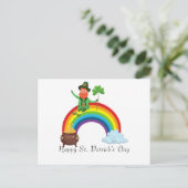 St. Patrick's Rainbow |Happy Whimsical Shamrock Briefkaart (Staand voorkant)