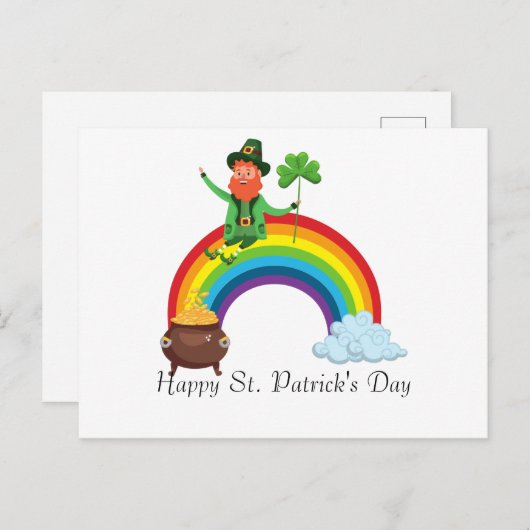 St. Patrick's Rainbow |Happy Whimsical Shamrock Briefkaart (Voorkant / Achterkant)