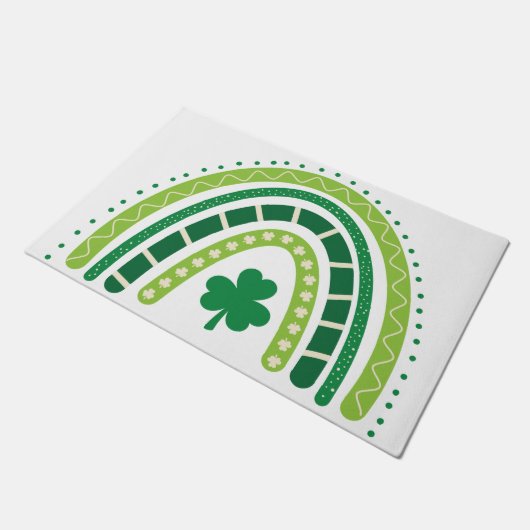 St. Patrick's Rainbow | Happy Whimsical Shamrock Deurmat (Schuin)