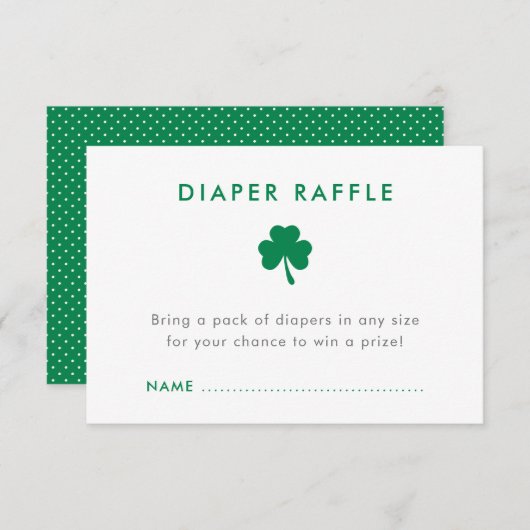 St. Patrick's Shamrock Baby shower Luier Raffle Kaart (Voorkant / Achterkant)