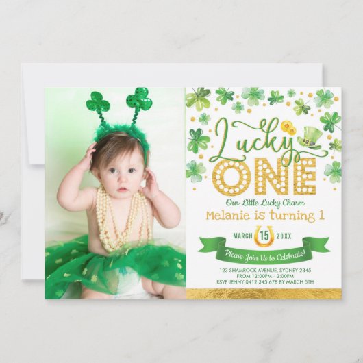 St Patrick's Shamrock Lucky One 1st Birthday Kaart (Voorkant)