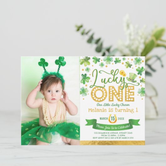 St Patrick's Shamrock Lucky One 1st Birthday Kaart (Staand voorkant)