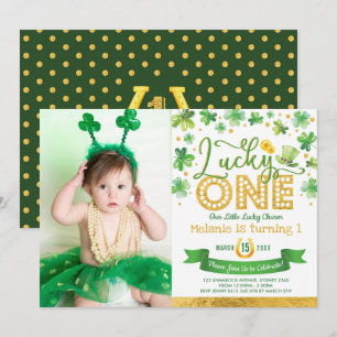 St Patrick's Shamrock Lucky One 1st Birthday Kaart