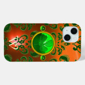 ST PATRICK'S SHAMROCK ORANJE GREEN DAMASK MONOGRAM Case-Mate iPhone CASE (Achterkant (horizontaal))