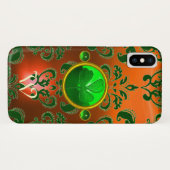 ST PATRICK'S SHAMROCK ORANJE GREEN DAMASK MONOGRAM Case-Mate iPhone CASE (Achterkant (horizontaal))