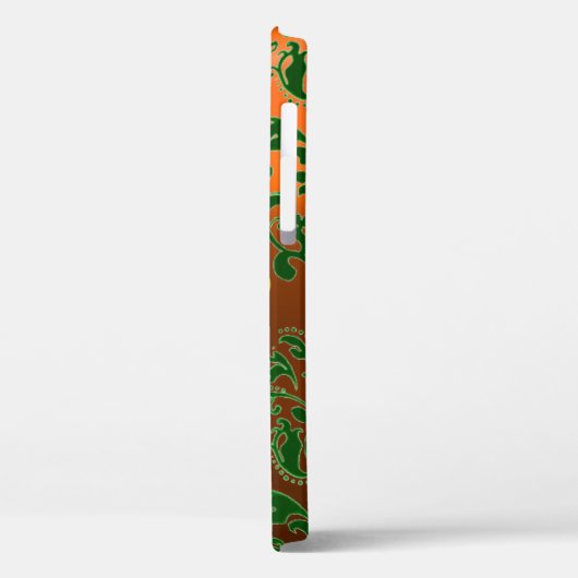 ST PATRICK'S SHAMROCK ORANJE GREEN DAMASK MONOGRAM Case-Mate iPhone CASE (Achterkant / Links)