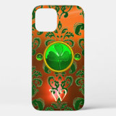 ST PATRICK'S SHAMROCK ORANJE GREEN DAMASK MONOGRAM Case-Mate iPhone CASE (Achterkant)