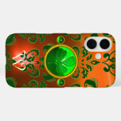 ST PATRICK'S SHAMROCK ORANJE GREEN DAMASK MONOGRAM Case-Mate iPhone CASE (Achterkant (horizontaal))