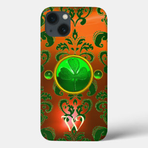 ST PATRICK'S SHAMROCK ORANJE GREEN DAMASK MONOGRAM Case-Mate iPhone CASE
