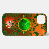 ST PATRICK'S SHAMROCK ORANJE GREEN DAMASK MONOGRAM Case-Mate iPhone CASE (Achterkant (horizontaal))