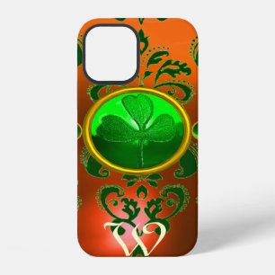 ST PATRICK'S SHAMROCK ORANJE GROENE DAMAST MONOGRA iPhone 12 HOESJE