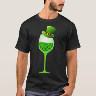 St Patricks Shamrock Pet Wine Glass Drink T-shirt