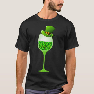 St Patricks Shamrock Pet Wine Glass Drink T-shirt