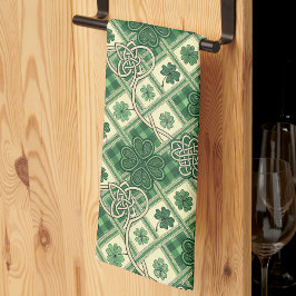 St. Patrick's Shamrocks en verstrengelde Keltische Theedoek