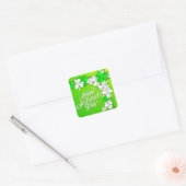 St. Patrick's "Shamrocks/Ribbon" Happy St Patricks Vierkante Sticker (Envelop)
