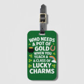 St Patricks Teacher Lucky Charm Clover Iers Bagagelabel (Voorkant (verticaal))