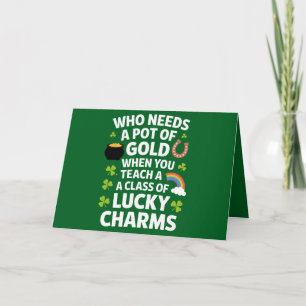 St Patricks Teacher Lucky Charm Clover Iers  Kaart