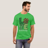 St Patricks Teacher Messy Bun Leopard Irish Teache T-shirt (Voorkant volledig)