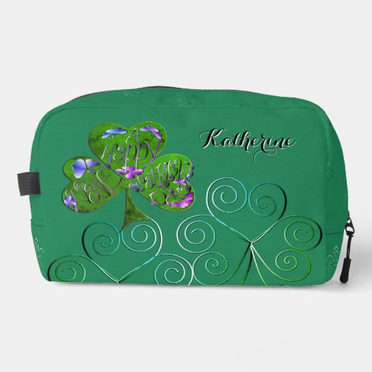 St. Patrick's Teal Shamrocks Print Cut Sew Bag Toilettasje (Voorkant)