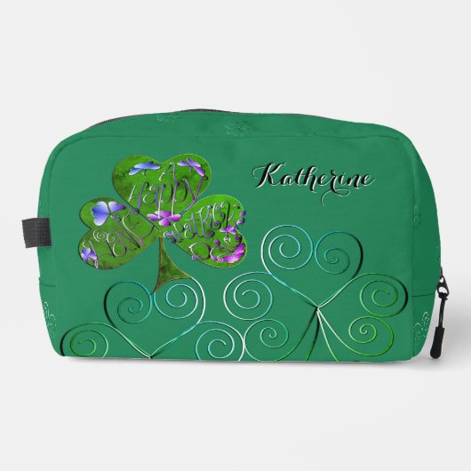 St. Patrick's Teal Shamrocks Print Knip Naai Tas (Voorkant)