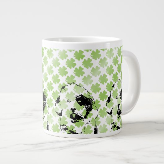 St Patricks - Tibetan Terrier Silhouette Grote Koffiekop (Voorkant rechts)