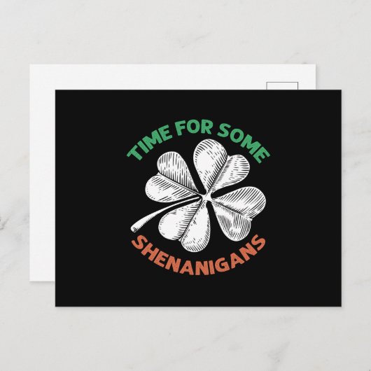 St Patricks Tijd voor sommige Shenanigans klaver p Feestdagenkaart (Voorkant / Achterkant)
