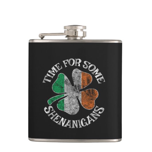 St. Patrick's Tijd voor wat Kabouterpret Klaver Heupfles (Voorkant)