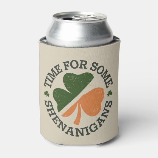 St. Patrick's Tijd voor wat kattenkwaad Klaver Blikjeskoeler (Blikje Voorkant)