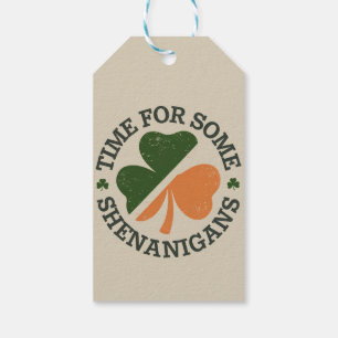 St. Patrick's Tijd voor wat kattenkwaad Klaver  Cadeaulabel
