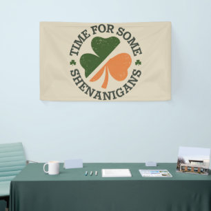 St. Patrick's Tijd voor wat kattenkwaad Klaver  Spandoek