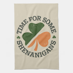 St. Patrick's Tijd voor wat kattenkwaad Klaver Theedoek