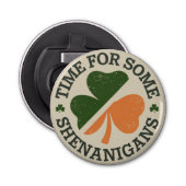 St. Patrick's time for some Shenanigans Clover Button Flesopener (Voorkant)