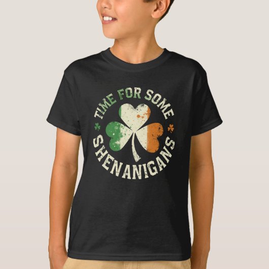 St. Patrick's Time for some Shenanigans Clover Fun T-shirt (Voorkant)