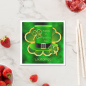 St. Patrick's Top Hat & Shamrocks Napkins Servetten (Insitu)